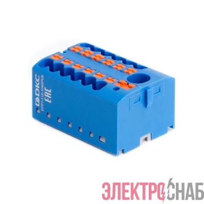 Блок распределительный зажим push-in 1 ввод 6кв.мм 12 точек подключения 25кв.мм син. DKC DTP1-112-104SPUB