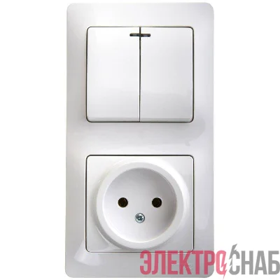Блок комбинированный Glossa (розетка + 2-кл. выкл. с подсветкой) бел. SE GSL000173