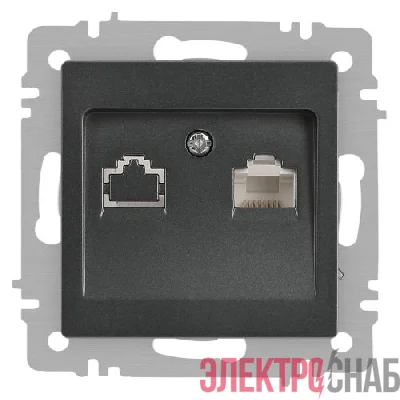 Розетка компьютерная 1-м СП Accent 6-303-07 RJ45 IP20 графит Intro Б0063638