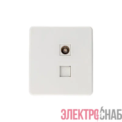 Розетка компьютерная + телевизионная СП ROUND MIELE RJ45 кат6 + TV перламутр Kranz KR-78-0722-1