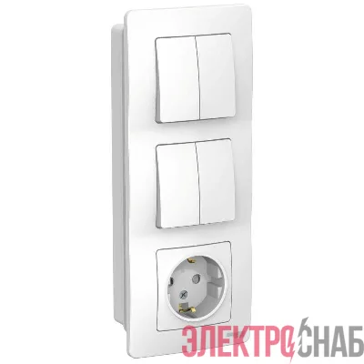 Блок СП Blanca (розетка с заземл. защ. шторки 16А 250В + 2-кл. выкл. + 2-кл. выкл.) бел. SE BLNBS102201