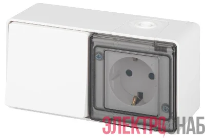 Блок розетка с выключателем Эксперт 11-7501-01 IP55 16А (10AX)-250В ОУ бел. Эра Б0063288