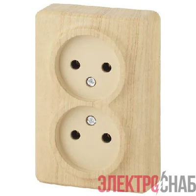 Розетка 2-м ОП Эра Эксперт 11-2202-11 16А IP20 250В 2х2P сосна Эра Б0020684