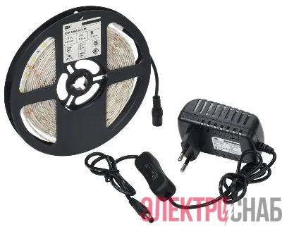 Комплект светодиодной подсветки "Сделай сам" DIY (лента LED 5м LSR-2835W60-4.8-IP65-12В + драйвер + выключатель) IEK 2LSR1-2-060-65-1-05-S1