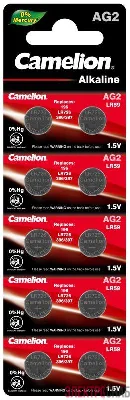 Элемент питания алкалиновый "таблетка" LR726/396A/196/G 2 Mercury Free AG2-BP0%Hg для часов BL-10 (блист.10шт) Camelion 12810