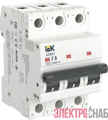 Выключатель автоматический модульный 3п Z 5А M06N-DC ARMAT IEK AR-M06N-3-Z005DC