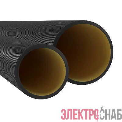Труба гофрированная двустенная ПНД жесткая d200мм с муфтой для кабельной канализации SN8 750Н черн. (уп.6м) DKC 160920A-8K