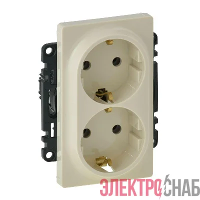 Механизм розетки 2-м Valena Life 16А 250В 2х2К+З с лицевой панелью безвинт. зажимы сл. кость Leg 753227
