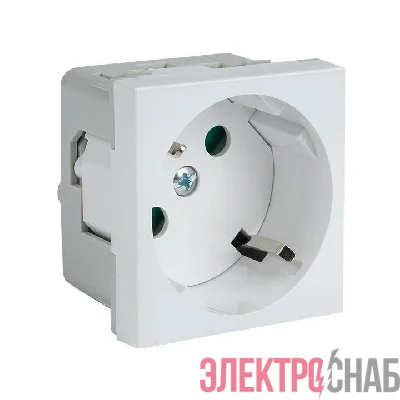 Розетка 45х45 PRO 45град. с заземл. белая EKF E6MR16-028-10-45