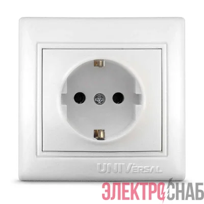 Розетка 1-м СП Севиль 16А IP20 с заземл. бел. UNIVersal С0028