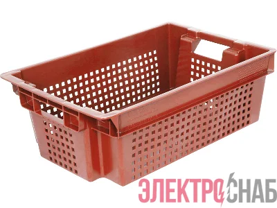 Ящик 600х400х200 1,5кг. дно сплошное, стенки перфорированные  красный 102-1 102-1