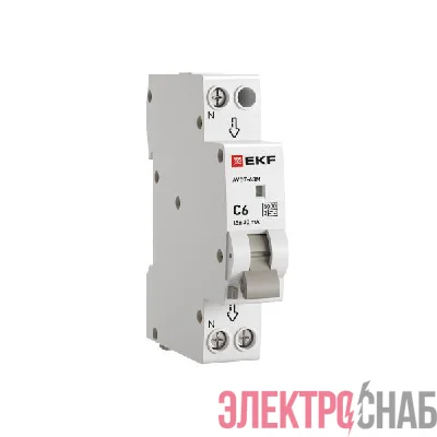 Выключатель автоматический дифференциального тока 1мод. C 6А 30мА тип А 6кА АВДТ-63М (электрон.) PROxima EKF D636EA06C30