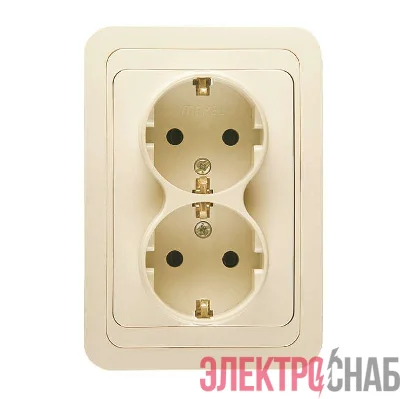 Розетка 2-м СП Mimoza 16А IP20 с заземл. крем./крем. Makel 25082