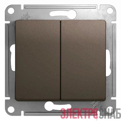 Переключатель проходной 2-кл. СП Glossa 10А IP20 (сх. 6/2) 10AX механизм шоколад. SE GSL000865