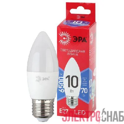 Лампа светодиодная RED LINE LED B35-10W-865-E27 R 10Вт B35 свеча 6500К холод. бел. E27 Эра Б0045338