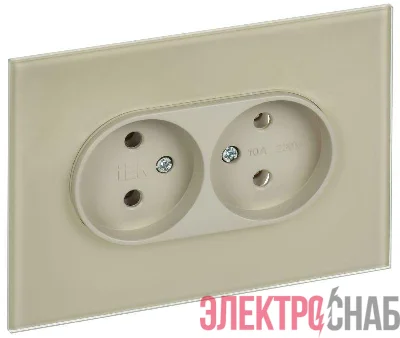 Розетка 2-м SKANDY 10А без заземл. без защ. шторок для плоской вилки SK-R03B беж. IEK SK-R20-10-K10