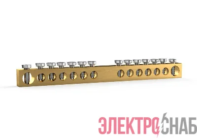 Шина PEN "земля-ноль" 6х9мм 14 отвер. латунь TOKOV ELECTRIC TKE-BCB-69-14-N/PEN