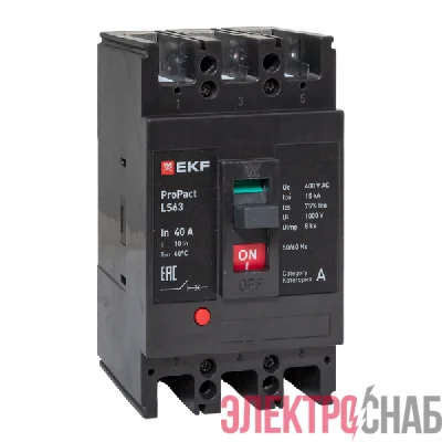 Выключатель автоматический 3п 40А 15кА LS63 ProPact EKF mccb-63-15-3-40-ls