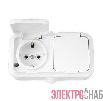 Розетка 2-м ОП 16А IP44 с заземл. бел. Bylectrica РА16-303