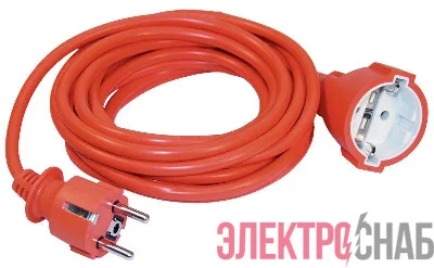 Удлинитель-шнур 1х5м с заземл. 10А IP44 УШ-01РВ 2P+PE 3х1 вилка + розетка оранж. IEK WUP10-05-K09-N