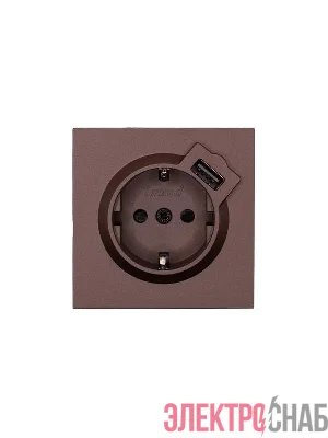 Розетка 1-мест. с/з+USB разъем СП ZIMA IP20 шоколад LEZARD 704-7388-181