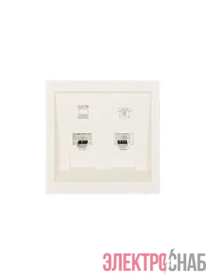 Розетка компьютер+телефон СП ZIMA IP20 с модулем Cat 6 слон. кость LEZARD 704-9088-144