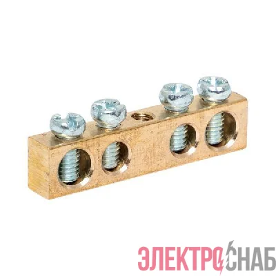 Шина PEN "ноль-земля" 6х9 4 отвер. латунь крепеж по центру розн. стикер PROxima EKF sn0-63-04-r