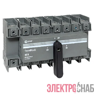 Рубильник 4п 40А реверсивный с рукояткой для прямой установки TwinBlock EKF tb-s-40-4p-rev