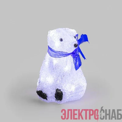 Фигура светодиодная акриловая "Белый мишка" 20см 20LED 1Вт 4.5В IP20 элементы питания 3хAA (не в компл.) бел. Neon-Night 513-247