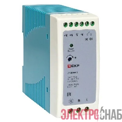 Блок питания на дин рейку 60Вт Uвх 260В AC m Uвых 5В DC постоянного тока EKF DR-M-60W-5