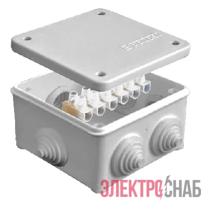 Коробка распределительная ОП 85х85х45мм IP54 с клемм. 7 выходов 3 гермоввода 10А 6 контактов крышка на винтах сер. Epplast 130114