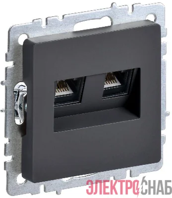 Розетка компьютерная двойн. СП RJ45 кат.6 BRITE РК11-2-БрГ механизм графит IEK BR-K20-2-K53