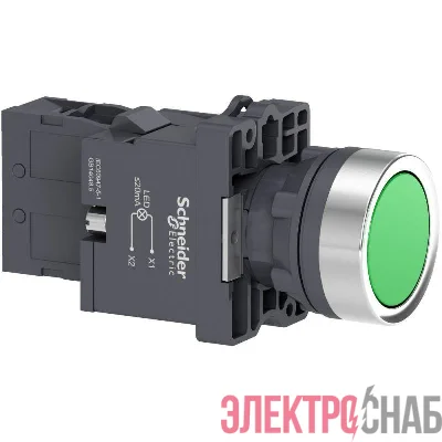 Кнопка LED 1НO 220В с подсвет. зел. SchE XA2EW33M1