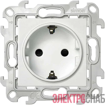 Розетка 1-м СП Simon 24 16А IP20 2P+E Schuko защ. шторки механизм бел. Simon 2450432-030