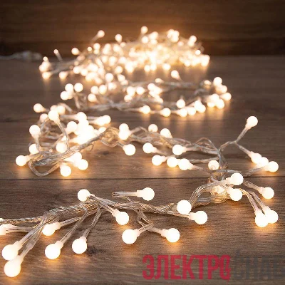 Гирлянда светодиодная "Мишура LED" 3м 288LED тепл. бел. 18Вт 220-240В IP20 провод ПВХ прозр. Neon-Night 303-606