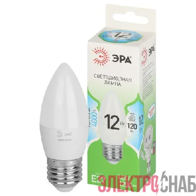 Лампа светодиодная GREEN LINE B35-12W-840-E27 GL 12Вт свеча 4000К яркий свет бел. E27 Эра Б0067141