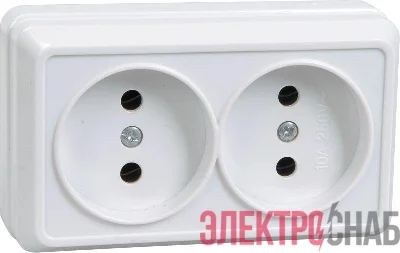 Розетка 2-м ОП Октава 10А IP20 без заземл. бел. IEK ERO20-K01-10-DC