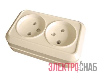 Розетка 2-м ОП 16А IP20 без заземл. крем. Makel 45217