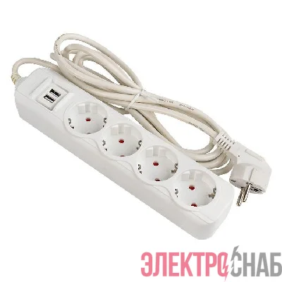 Удлинитель 4х2м 16А IP20 Эксперт 3.5кВт 2хUSB 2.1А ПВС 3х1 PROxima EKF UBA16-2USB-4-02i