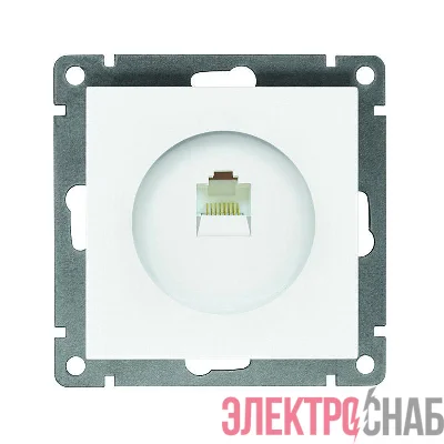 Розетка компьютерная 1-м СП Афина RJ45 кат.5E механизм бел. Universal A0051