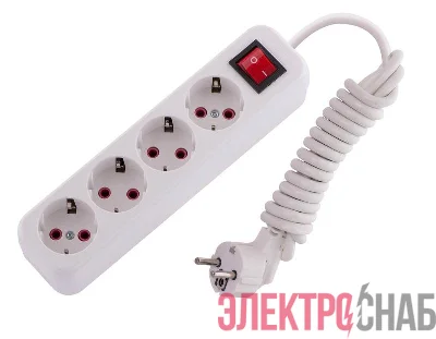 Удлинитель 4х2м с заземл. 16А IP20 Lila с выкл. LEZARD 720-0402-402
