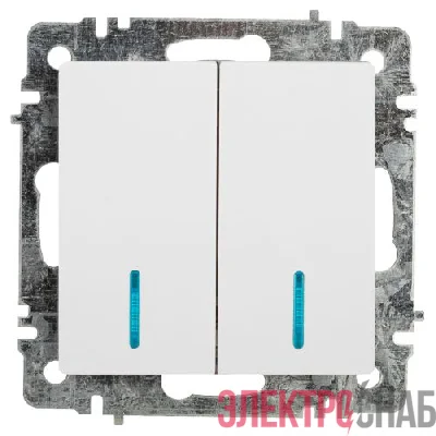 Выключатель 2-кл. СП Accent 6-105-01 10А IP20 250В с подсветкой AL/CU бел. Intro Б0063505