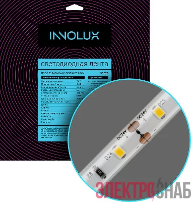 Лента светодиодная 93 520 СДЛ-2835WW60-4.8-CRI80-IP65-24V (уп.5м) INNOLUX 93520