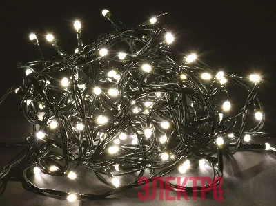 Гирлянда "Нить" 10м 100LED тепл. бел. IP20 провод зел. 230В с контроллером 8 режимов IEK LGDB110-1-100-10-G-S-20