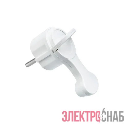 Вилка Евро угловая 16А с заземл. плоская за шкаф бел. Rexant 16-0734