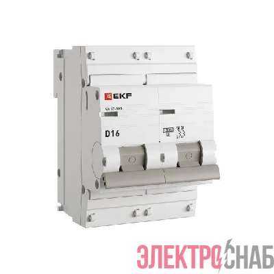 Выключатель автоматический модульный 2п D 16А 10кА ВА 47-100 PROxima EKF mcb47100-2-16D-pro