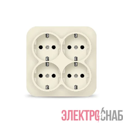 Розетка 4-м ОП 16А IP20 с заземл. сл. кость квадрат IONICH 1454