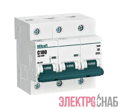 Выключатель автоматический модульный 3п C 100А 10кА ВА-201 DEKraft 13009DEK