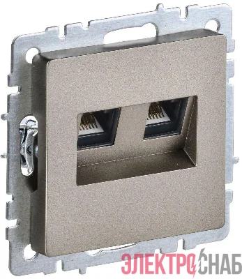 Розетка компьютерная двойн. СП RJ45 кат.6 BRITE РК11-2-БрШ механизм шампань IEK BR-K20-2-K37