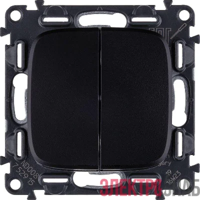 Выключатель 2-кл. СП Valena Allure 10А IP20 250В с лицев. панелью безвинтов. зажимы механизм антрацит Leg 752915